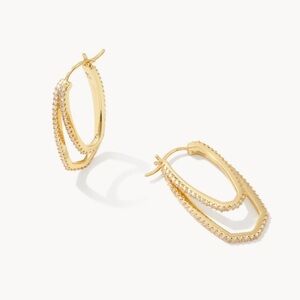 Murphy Gold Hoop Earrings in White Crystal - Kendra Scott